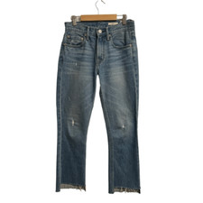 Noend Denim Kick Flare Jeans Medium Wash Raw Hem Made in USA Size 25 Distressed