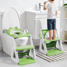 Orzbow Frog Potty Training Seat, Toddler Toilet Seat with Step Stool Ladder, 2-i