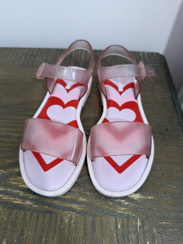 Mini Melissa Mar Big Girl's Sandals Size 2 Heart Clear Pink 