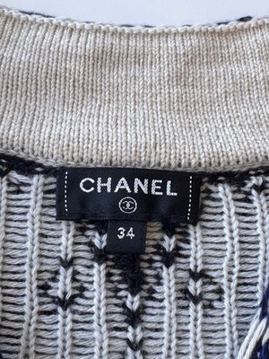 20B CHANEL NAVY BEIGE MULTICOLOR CC BUTTONS CASHMERE CARDIGAN KNIT