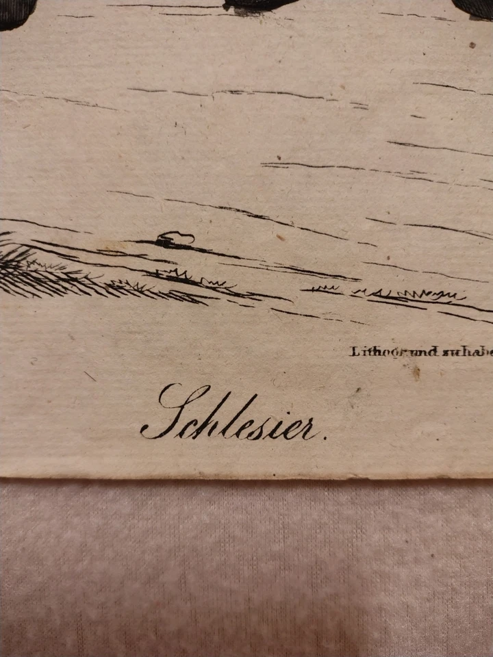 ORIG. aquarellierte Lithografie ~1825 Tracht Schlesien Polen Polska Trentsensky - Bild 2 von 4