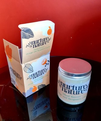 Nurture By Nature Orange und Bergamotte Duftkerze Sojawachs 220g Neu und Originalverpackt