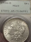 1904 O Morgan Silver Dollar In A Old PCGS Rattler Holder Very Nice MS65!! OGH