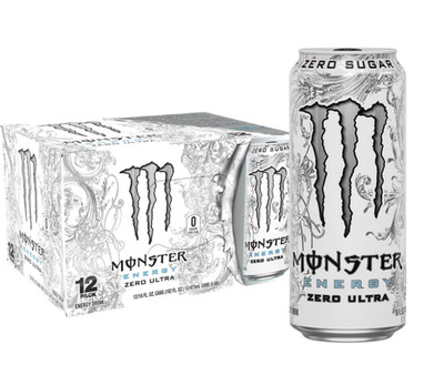 Monster Energy Zero Ultra Sugar Free Energy Drink 16 fl oz Cans 12 Pack