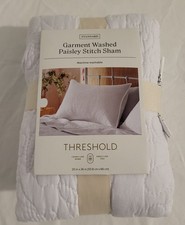 Threshold Garment Washed Paisley Stitch Quilt Pillow Sham Standard White