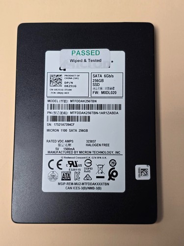 Micron MTFDDAK256TBN 1100 SATA 256GB 2,5" 6gb/s SSD inkl MwSt Dell P/N 8251G