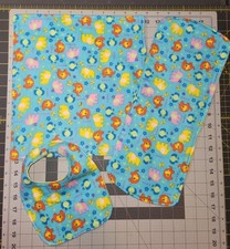 Baby Burp Cloth, Bib, and Lovey Set. Handmade. Colorful Elephants.