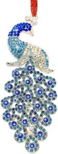 Peacock Chrismas Ornaments 2025 Blue Peacock Hanging Ornaments for Christmas Tre