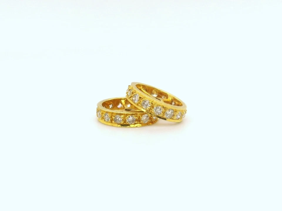 Anel de ouro amarelo 10 mm diamante barra espaçadora divisor colar enchimento empilhamento - Imagem 2 de 4