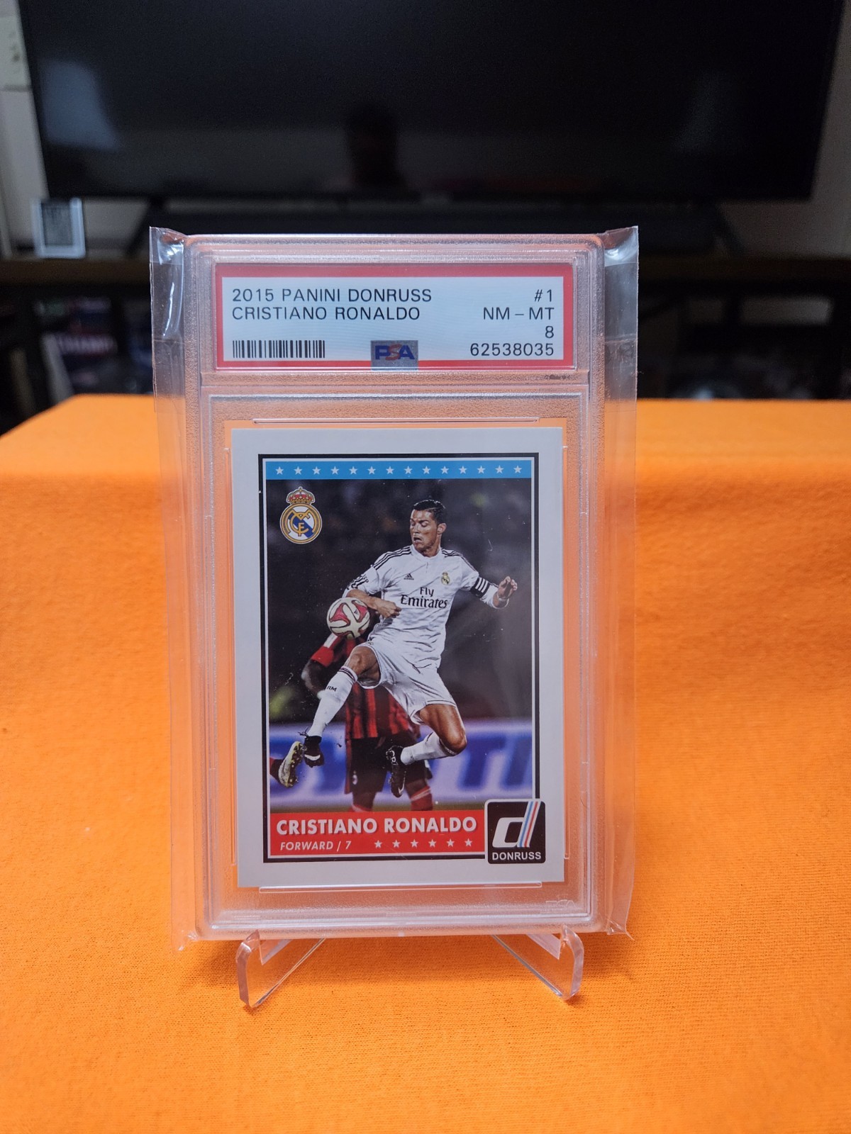 2015 Panini Donruss #1 Cristiano Ronaldo PSA 8 view 3
