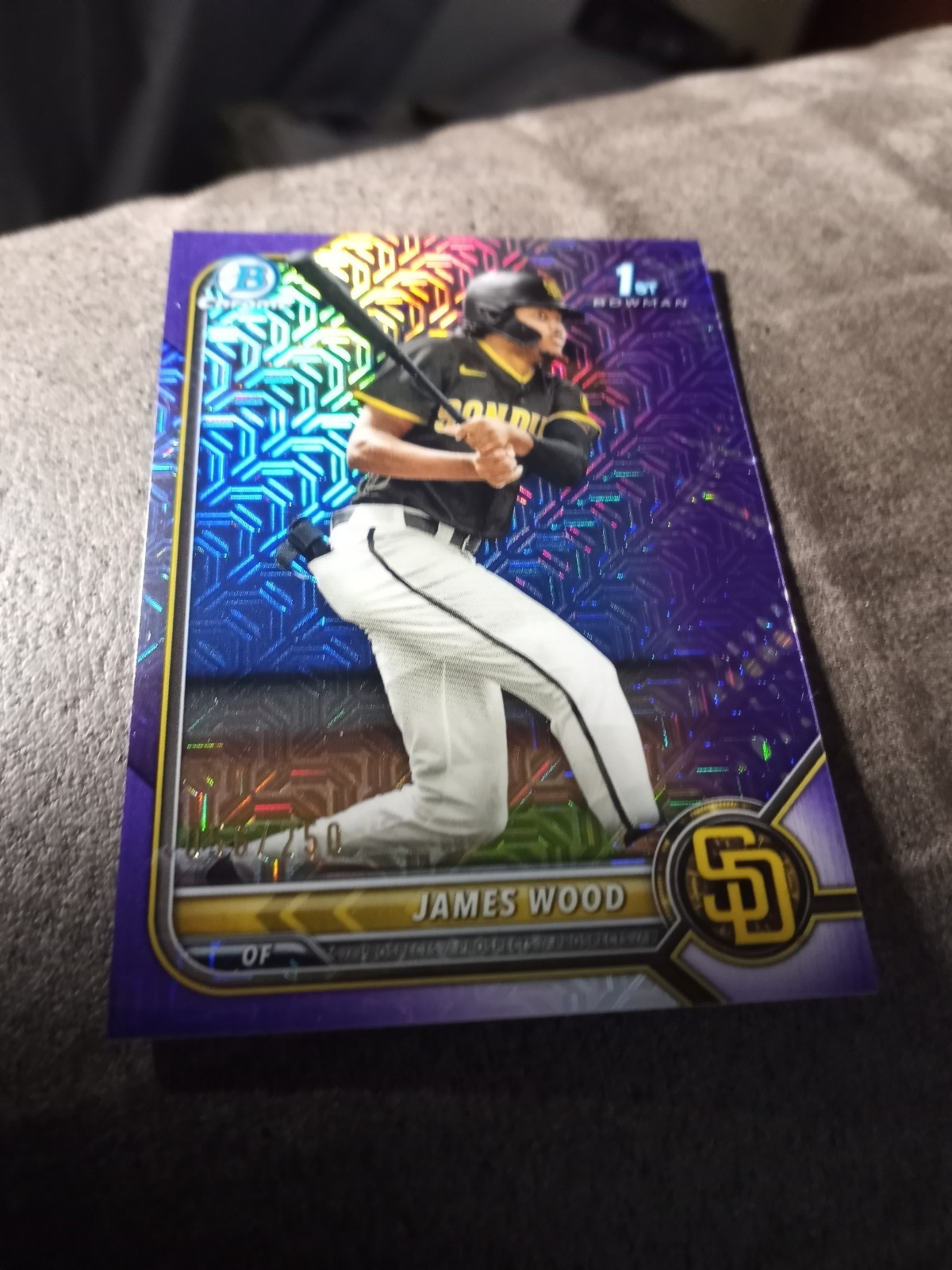 MINT 2022 Bowman Chrome 1st James Wood Purple Mojo Refractor /250 #BCP-108 RC