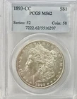 1893 CC Morgan Dollar PCGS MS62