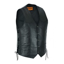 GARGOYLE BELLS Mens Black Leather Vest Premium Cowhide Leather Vest with Line...