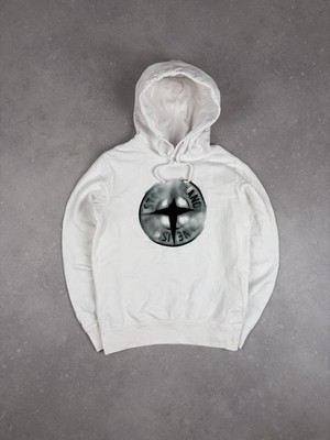 Stone Island Hoodie Pullover Sweater Weiß Schwarz Grün Grau mit Print M