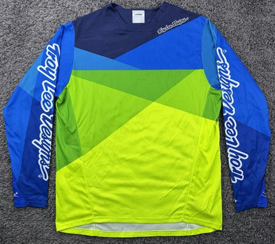 #ad #ad Troy Lee Designs Jersey Men Large Blue Green MTB Motocross Riding Shirt $24.00