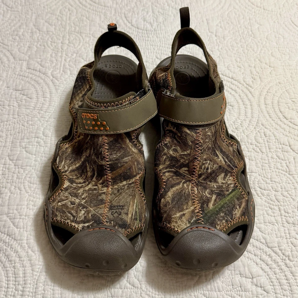 Crocs Swiftwater Masculino Tamanho 10 Sandálias Realtree Camuflagem Outdoor Conforto Alça Sapatos - Imagem 3 de 4