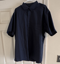 Van Heusen Men's Wrinkle Free Solid Blue Regular Fit Dress Shirt XL 17-17.5