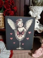 BEAUTIFUL VICTORIAN SHABBY CHIC VINTAGE STYLE VALENTINE CUPID ANGEL HEARTS SIGN