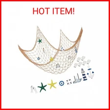 Decorative Fishnet Nautical Fishing Net Wall Hanging Decor, 8 Pieces Starfish, S