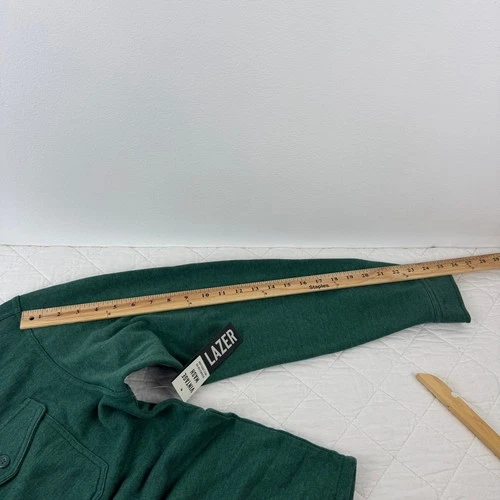 Lazer Mens Deep Emerald Green Fleece Shacket Button Front ML71219 New L image 9
