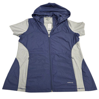 Annika Cutter & Buck Gold Jacket Womens Blue White XL Hybrid Full Zip Nylon Top