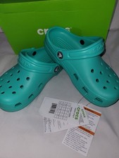 Crocs Classic Clog K Kids J2 Lagoon Teal Slip On Sandals 206991-3WM