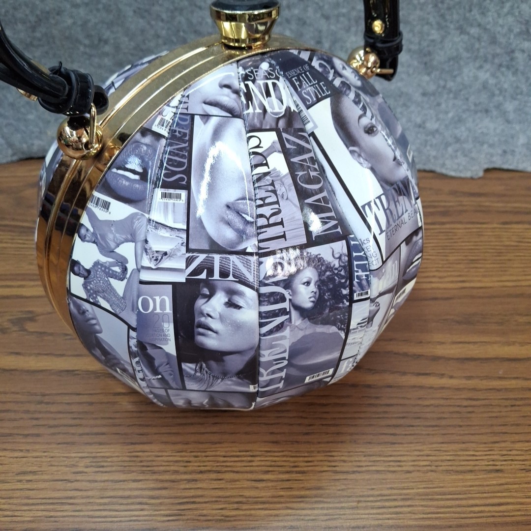 Womens Fashion Magazine Ball/Globe Hand Bag Purse Trends Y2k Retro Noir 2000s View 5