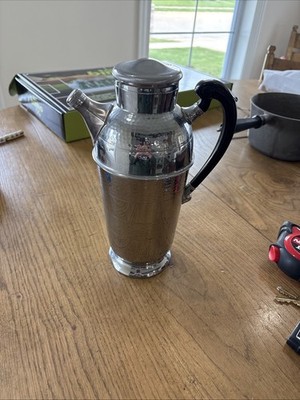 Vtg Krome-Kraft Chrome Pitcher Deco Art Bakelite Handle Barware Cocktail