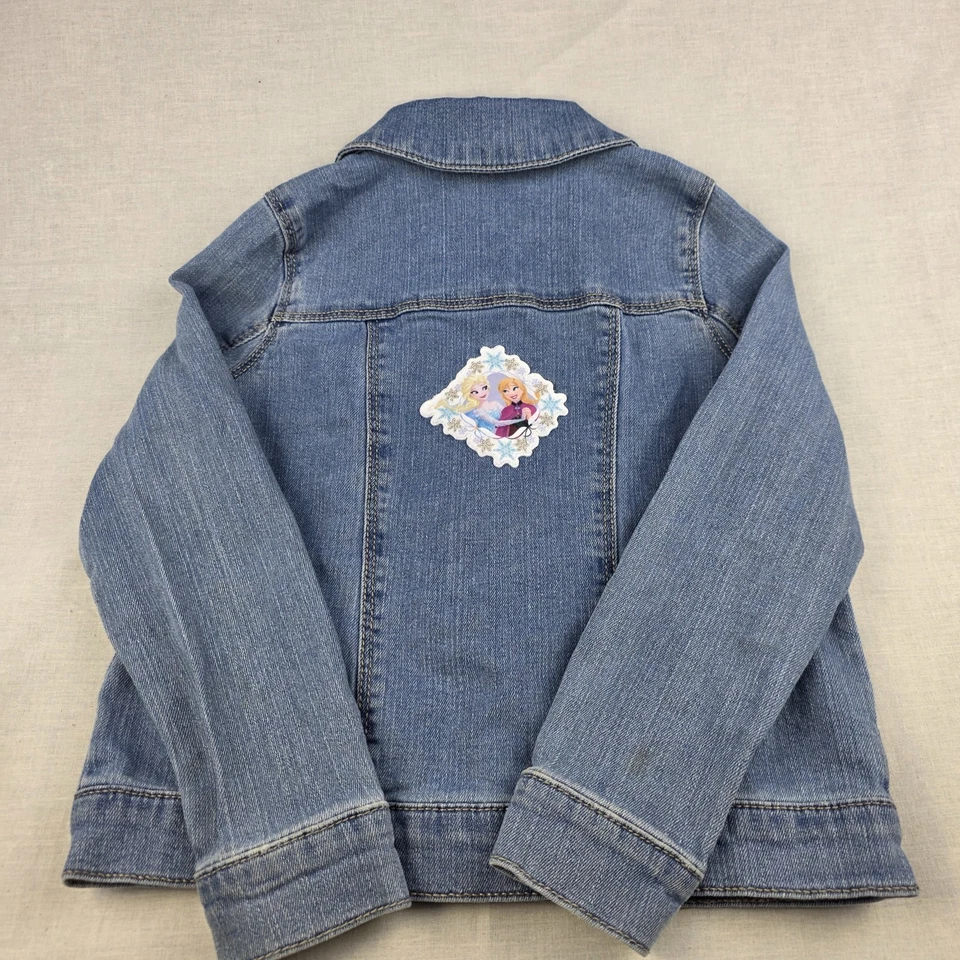 Chaqueta Princesa Disney Azul Denim Niñas Con Bolsillos Botón Frontal Talla 6/6X Foto 3 de 4