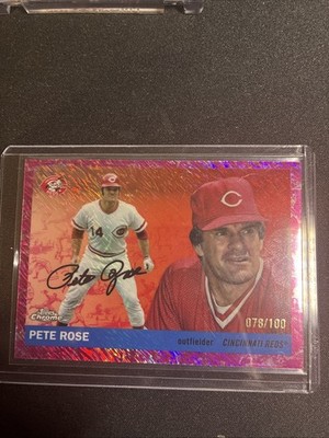 2025 Topps Chrome Platinum Pete Rose Toile Cream/Fuchsia Shimmer /100 🔥 Reds
