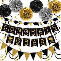 Catelves Graduation Deko Schwarz Gold – Abschluss Deko Set Mit Congrats Grad Ban