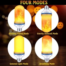 CPPSLEE 2-Pack LED Flame Bulbs E26 Flicker Fire Light Yellow