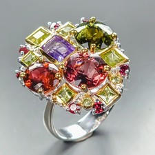 Expensive 12 ct+ Natural Tourmaline Ring 925 Sterling Silver Size 8.25 /R462124