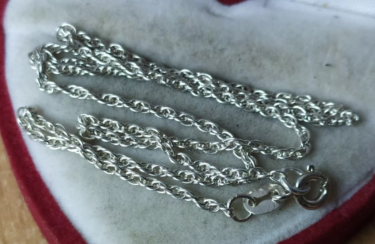 Vintage Silver Rope 925 Chain Necklace Stamp Jewelry
