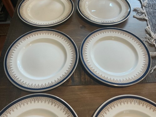 Vintage 1930’s Elegant MYOTT England Dinner plates cobalt blue, gold cream - Picture 3 of 6