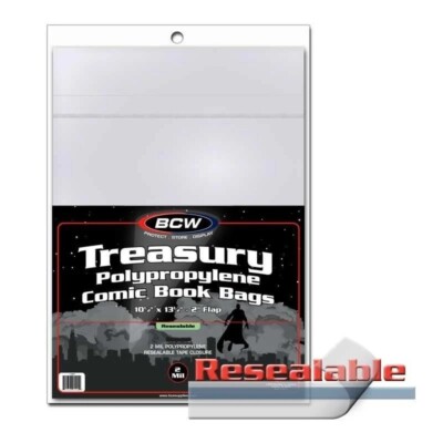 New (25 ct) BCW Combo Pack Treasury Comic Book Resealable Bags & Boards
