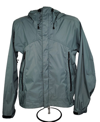 LN!~MANY Features~Alaska Adventure~Men M~Green Nylon Hooded Full Zip Rain Jacket