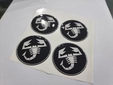 Loghi ruota adesivi Bianco Nero 50mm resina coprimozzo Fiat Abarth 500 spider