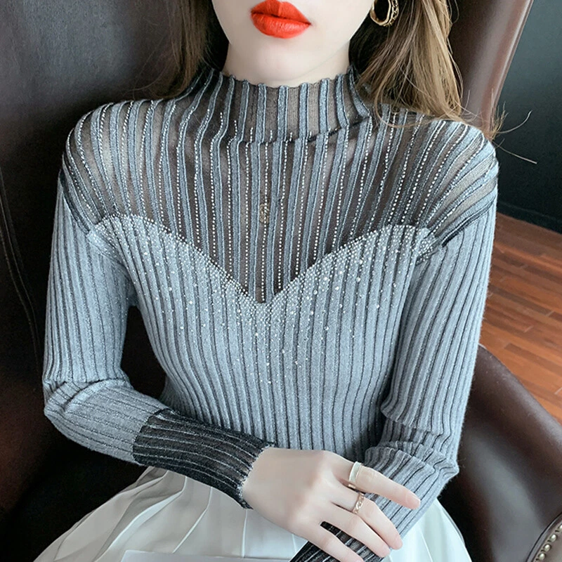 Basic slim long sleeve best sale sweater