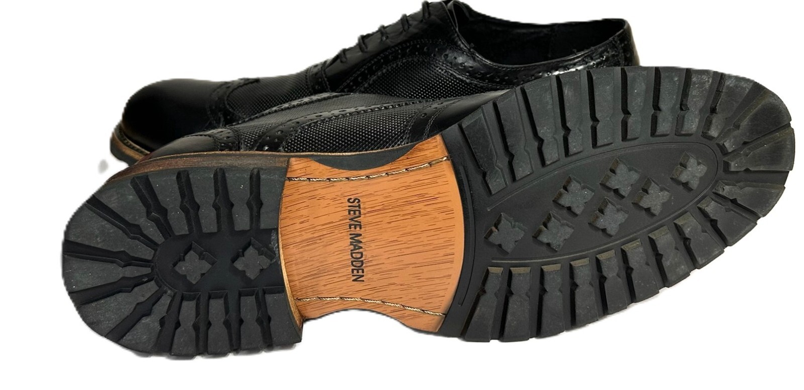 SAOLA Steve Madden scarpe eleganti uomo 12 alette Oxford nere pelle stringate