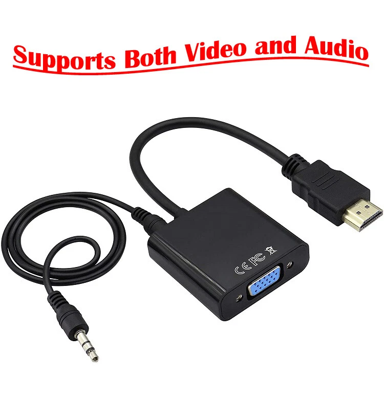 HDMI Male to VGA Female Adapter Cable 1080P Video Converter With 3.5mm Audio AU - Image 4 of 4