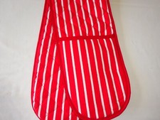 Image of Butchers Stripe Double Oven Gloves Red, Blue or Green Made in U.K.
