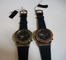 Men Gold, Rose Gold Finish Tecno Sport Black Silicone Band Fashion Hip Hop Watch