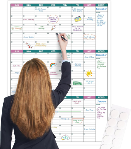 Large Undated 3-Month Dry Erase Wall Calendar 28" X 40" - 第 10/12 張圖片