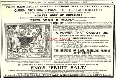2 x Anzeigen für ENO'S Fruchtsalze Vintage Original 1905/6 Gesundheitsdruck Ad 726/60