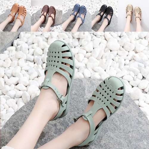 NEW GIRLS FLAT BEACH FLIP FLOPS SHOES LADIES SHOES RETRO JELLY SANDALS SUMMER - Picture 5 of 19