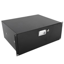 19 inch 4U Steel Plate DJ Drawer Equipment Cabinet with Keys Black