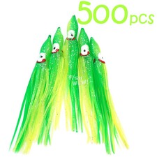 Fish WOW! 4.75" Fishing Squid Skirts Octopus 12cm Hoochies Lures lot Chartreuse