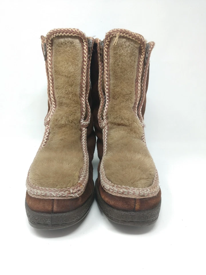 (Talla 5.5) ¡LIMPIADO! Botas de esquí APRES Fascinators años 70 marrón gamuza y piel vintage Foto 2 de 4