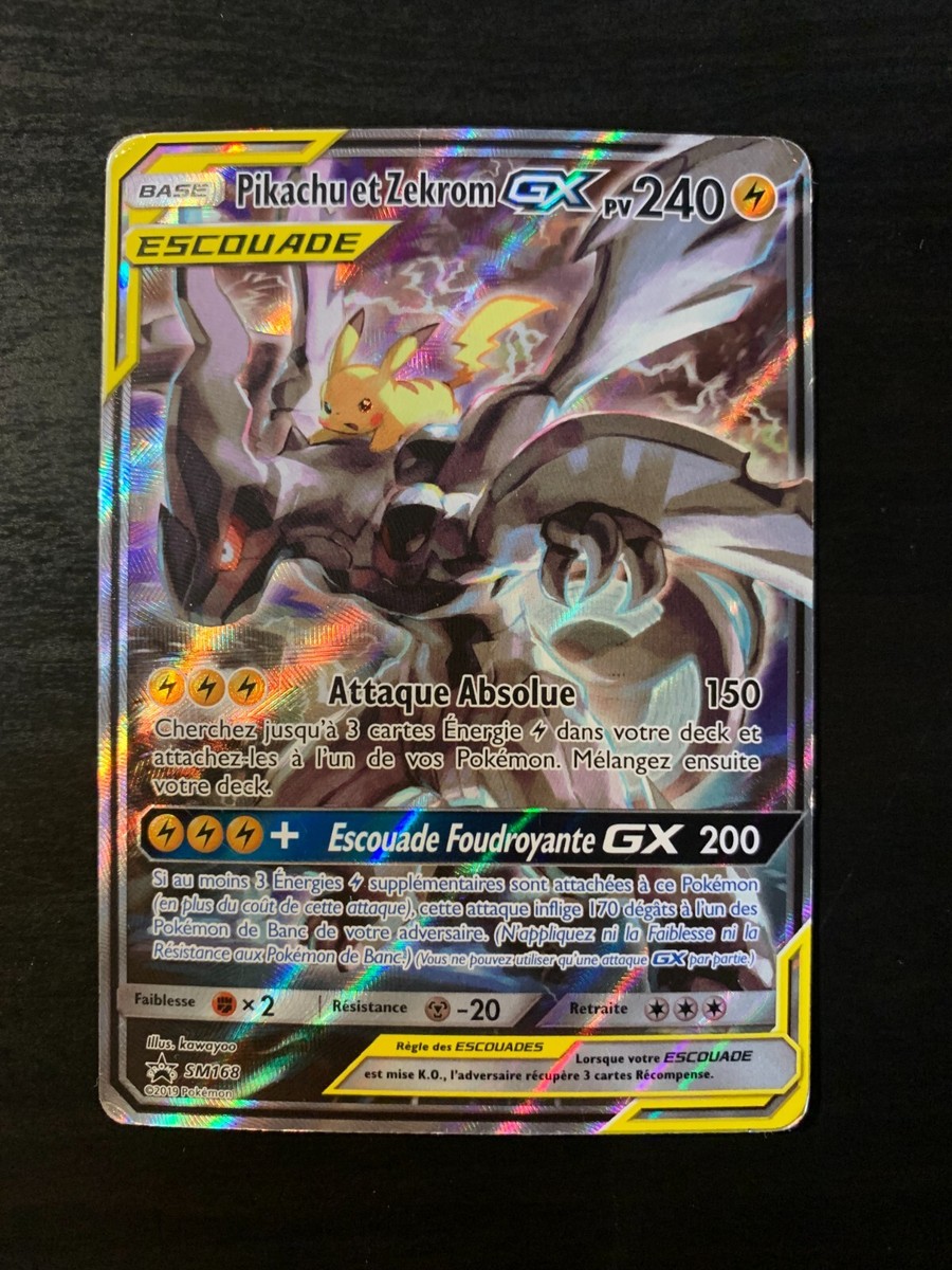 Carte Pokémon : Pikachu et Zekrom GX SM168 Promo Soleil & Lune